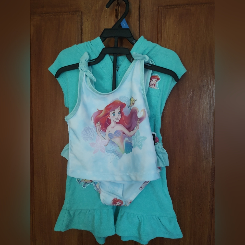 Disney Little Mermaid Girls Aqua Tankini with Ariel Accent